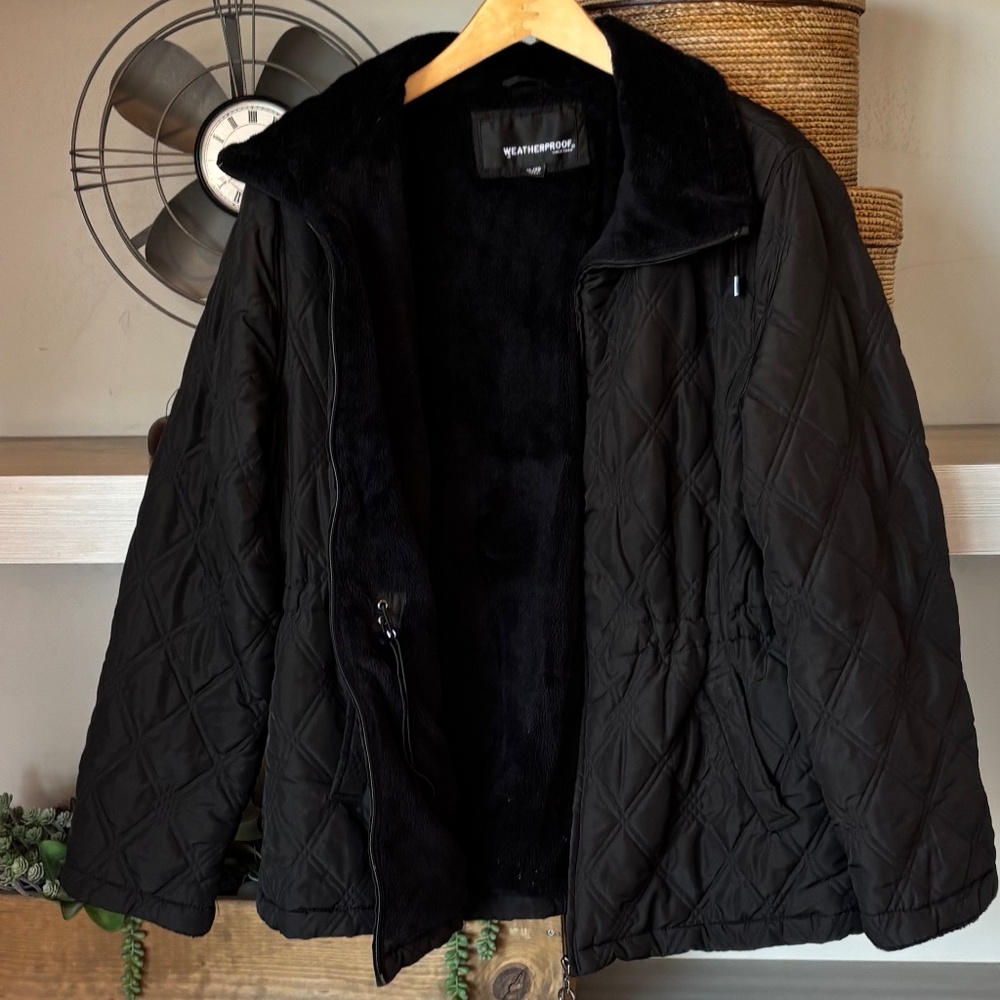 Weatherproof Faux Fur Lined Quilted Winter Coat - Black